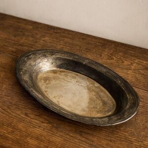 Vintage Oneida Queen Bess Silverplate Oval Tray 13.5 x 6 Serving Platter